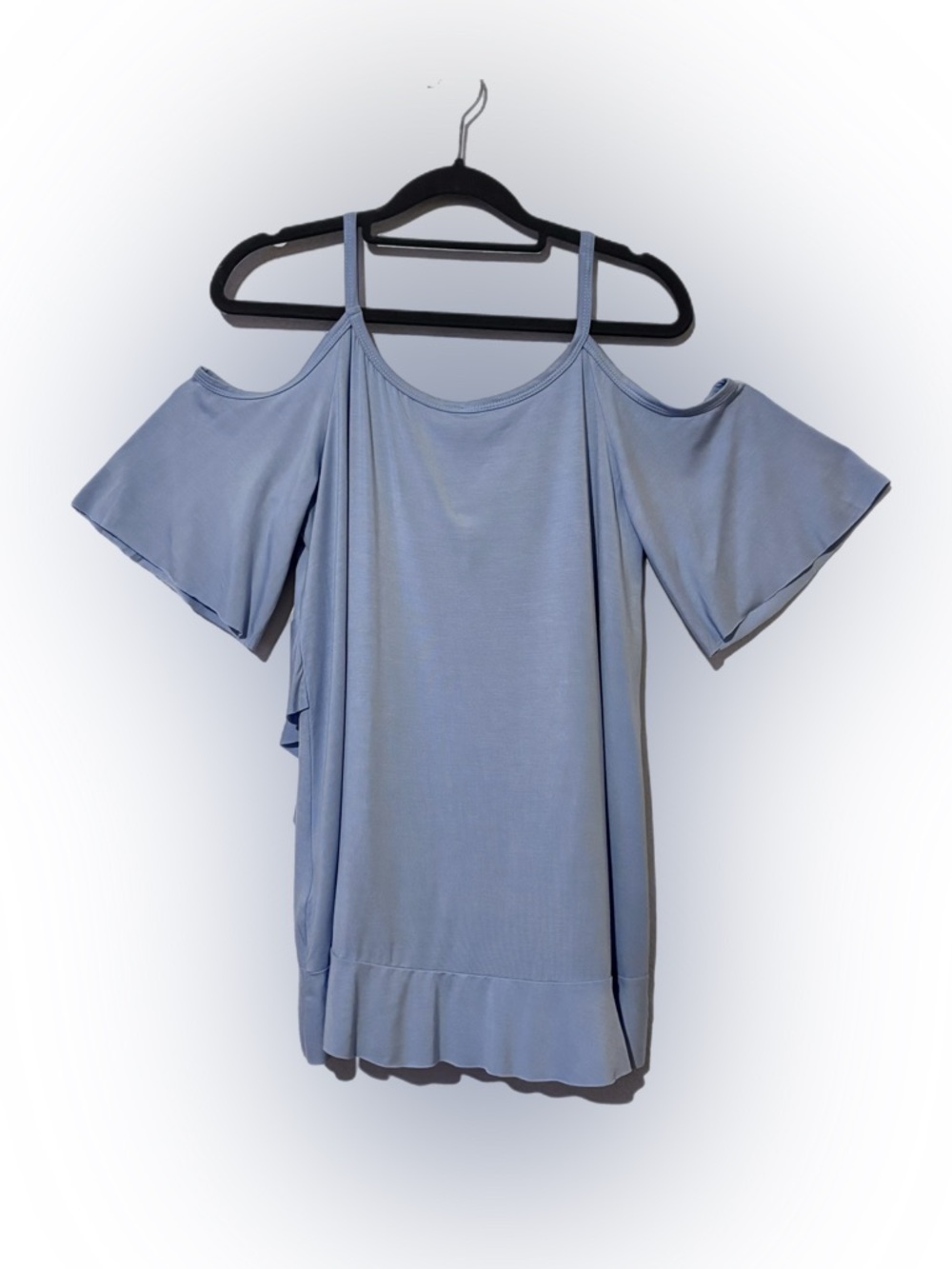 Light Blue Cold-Shoulder Ruffle Top - Picture 3 of 7